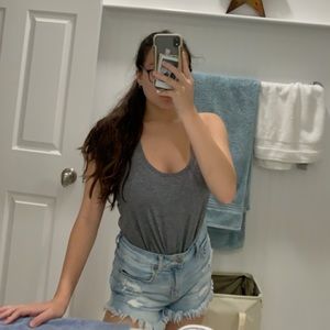 solid grey exercise tank